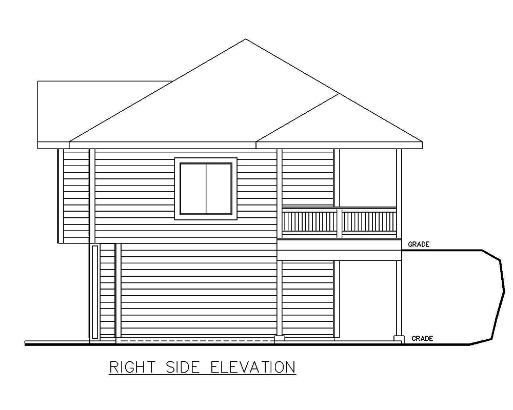 Home Plan Right Elevation of this 2-Bedroom,1336 Sq Ft Plan -132-1698