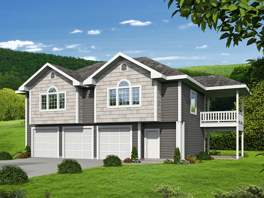 Front Elevation of this Garage w/Apartments House (#132-1698) at The Plan Collection.