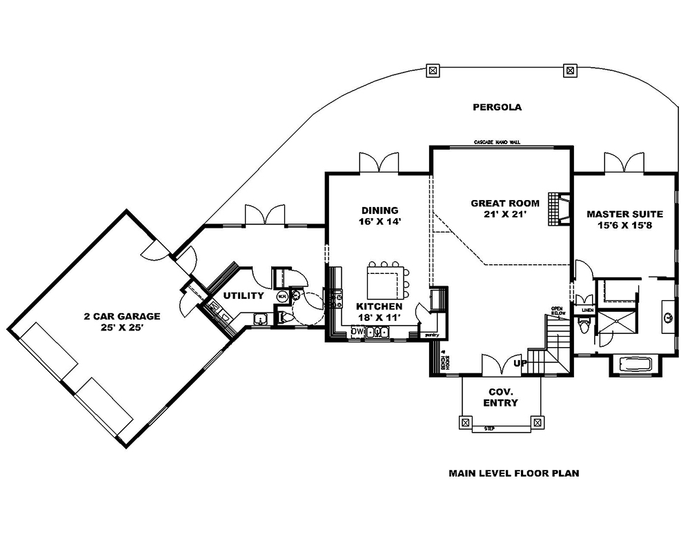 Floor Plan First Story of Tudor Plan #132-1699