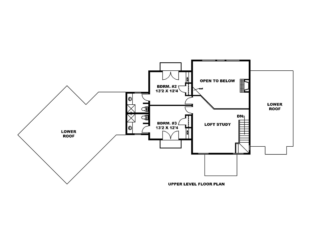 Floor Plan Second Story of Tudor Plan #132-1699