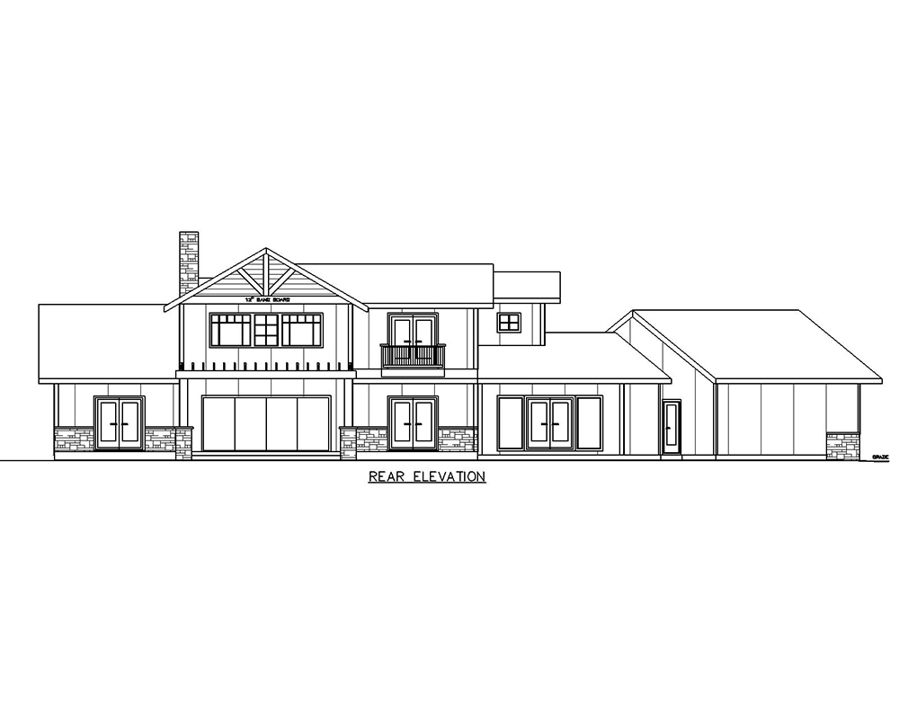 Home Plan Rear Elevation of this 3-Bedroom,2910 Sq Ft Plan -132-1699