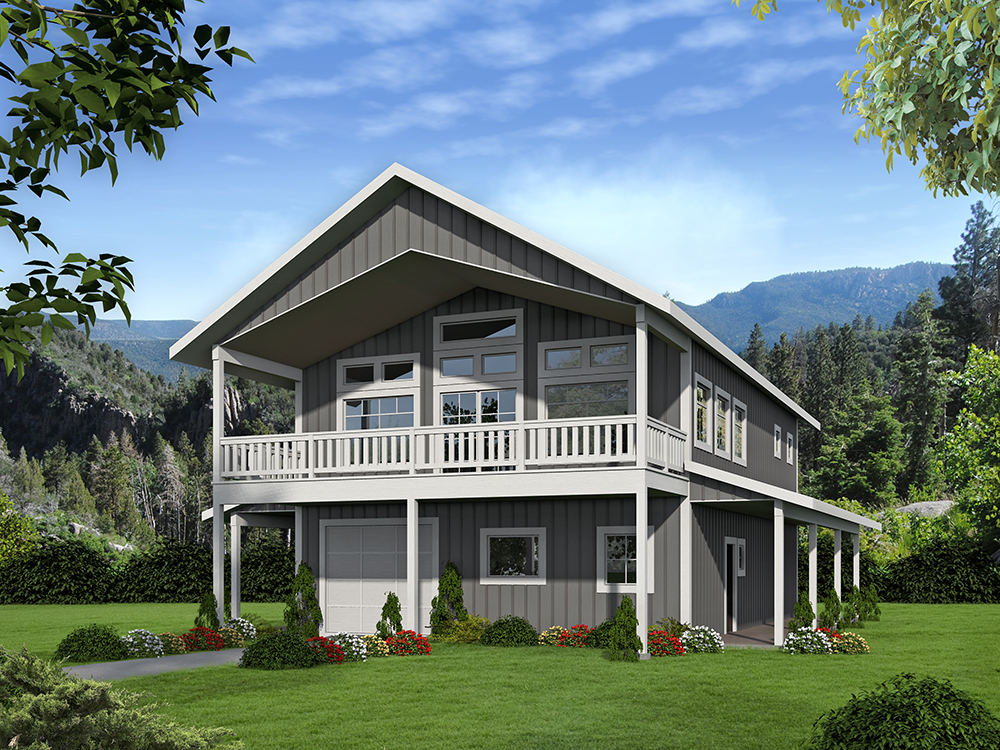 Front Elevation of this Garage House (#132-1700) at The Plan Collection.