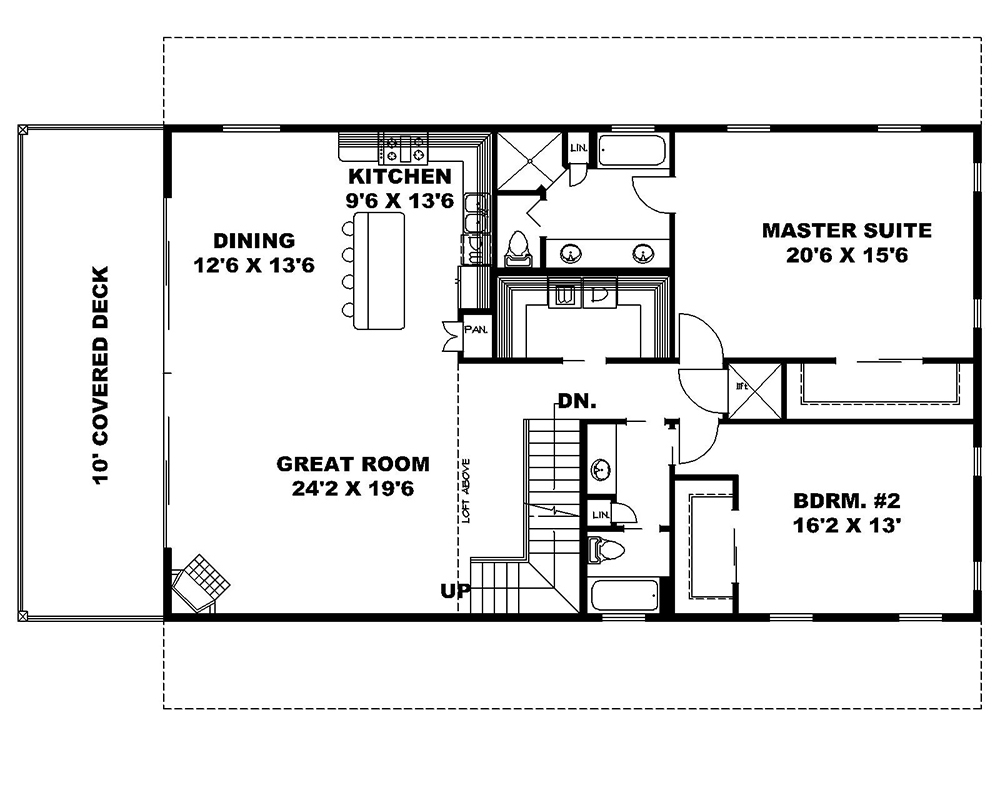 Floor Plan Second Story of Country Plan #132-1701