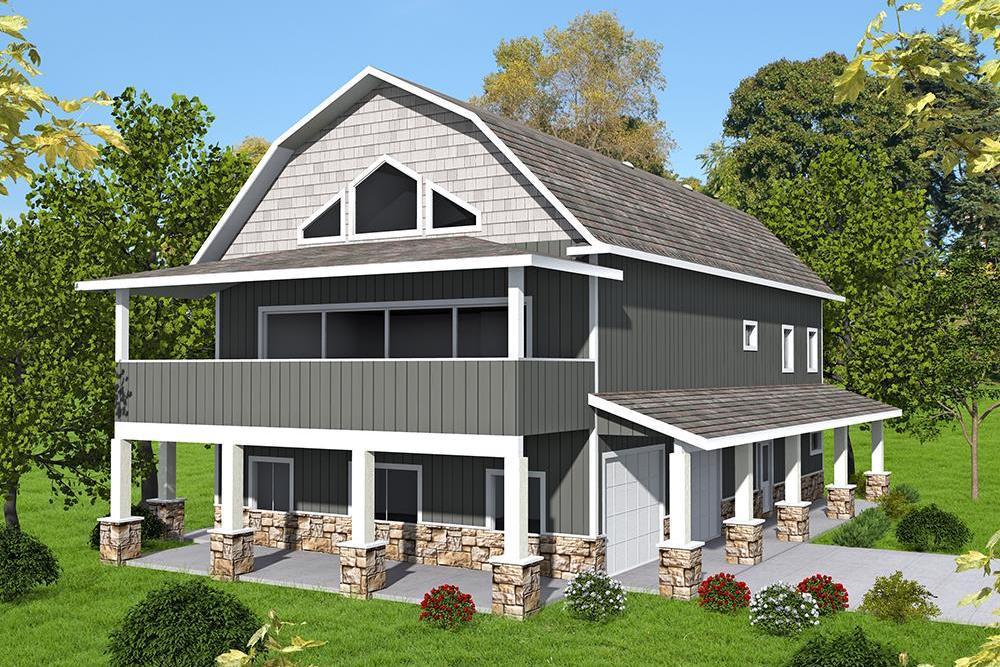 Front Elevation of this Country House (#132-1701) at The Plan Collection.