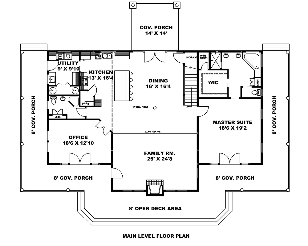 Floor Plan First Story of Country Plan #132-1703