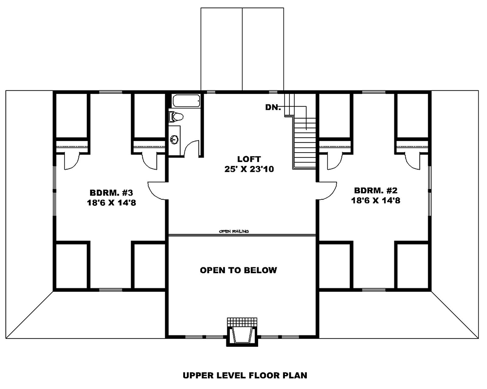 Floor Plan Second Story of Country Plan #132-1703