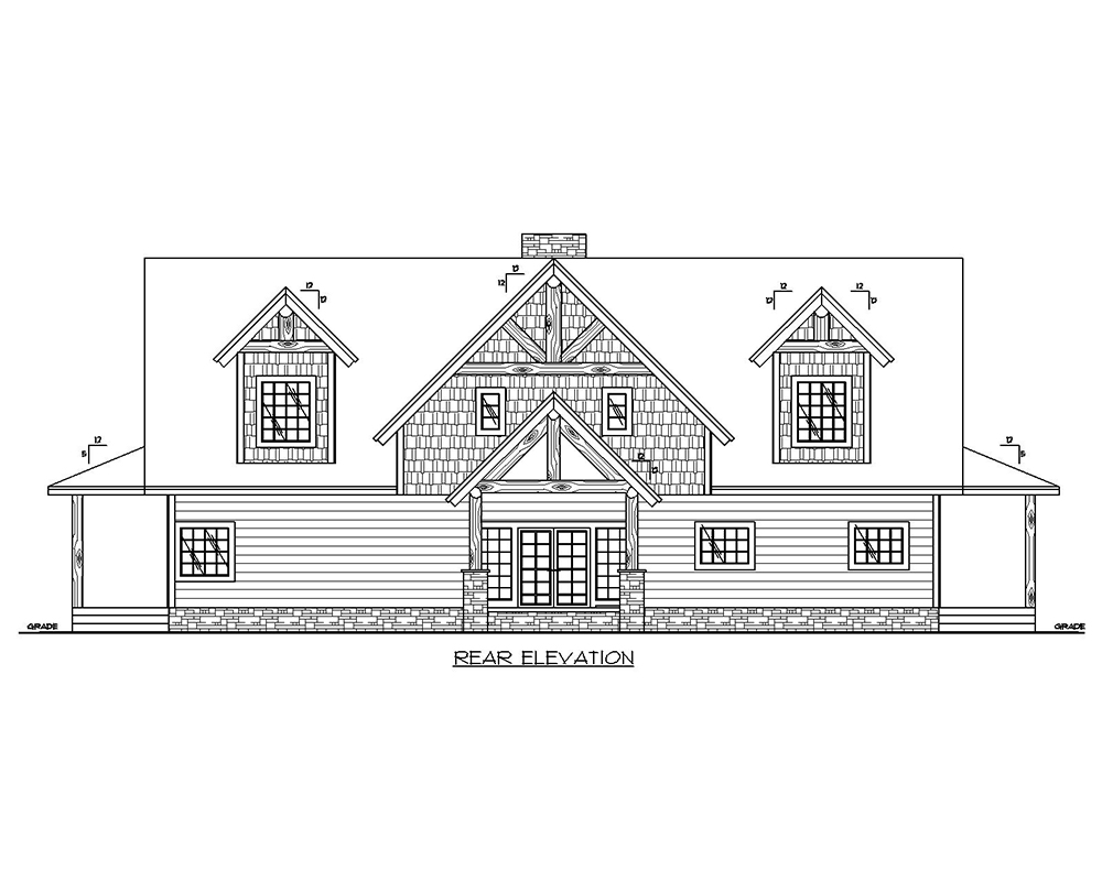 Home Plan Rear Elevation of this 3-Bedroom,3967 Sq Ft Plan -132-1703
