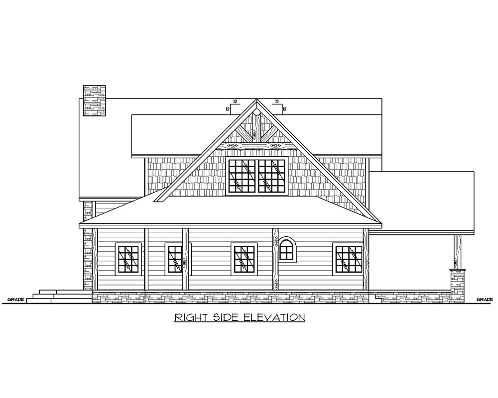 Home Plan Right Elevation of this 3-Bedroom,3967 Sq Ft Plan -132-1703