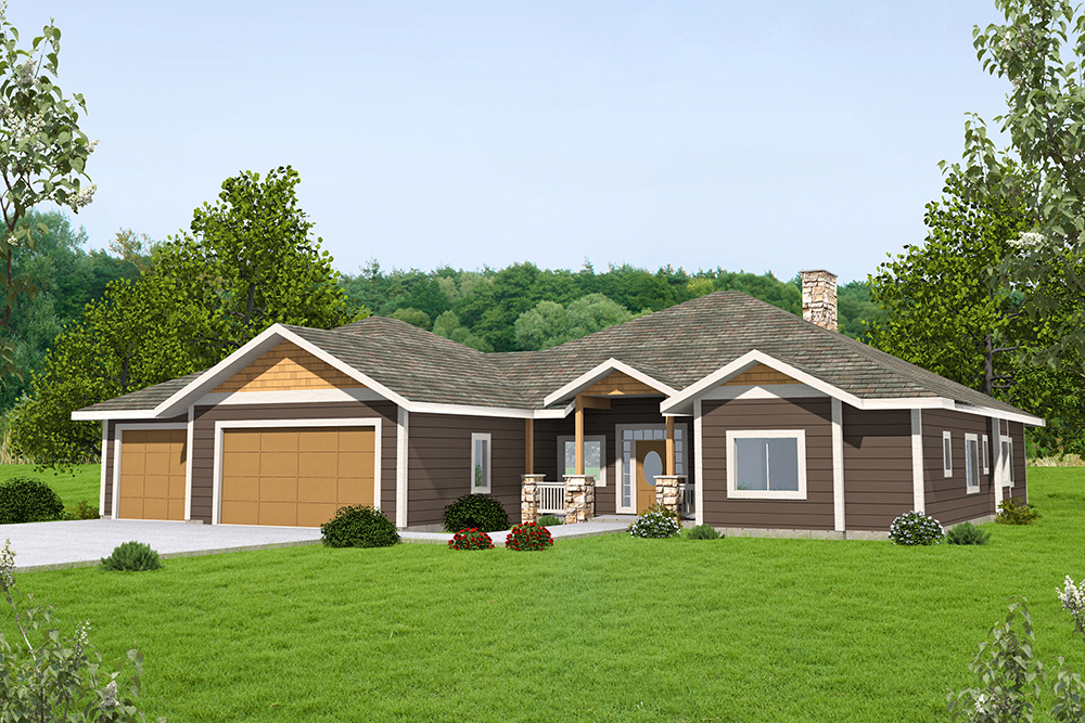 Front Elevation of this Traditional House (#132-1704) at The Plan Collection.
