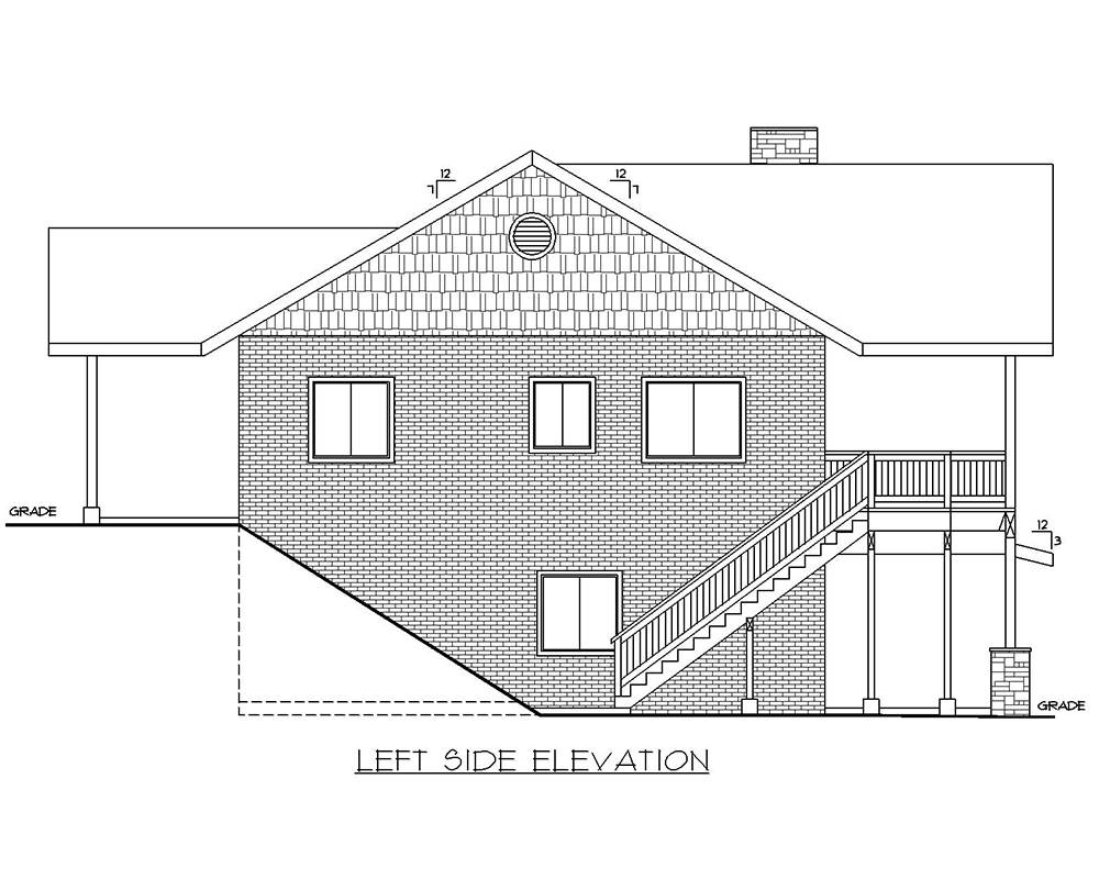 Home Plan Left Elevation of this 3-Bedroom,1694 Sq Ft Plan -132-1705