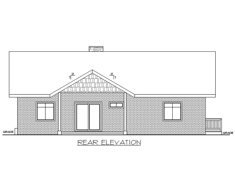 Home Plan Rear Elevation of this 3-Bedroom,1694 Sq Ft Plan -132-1705