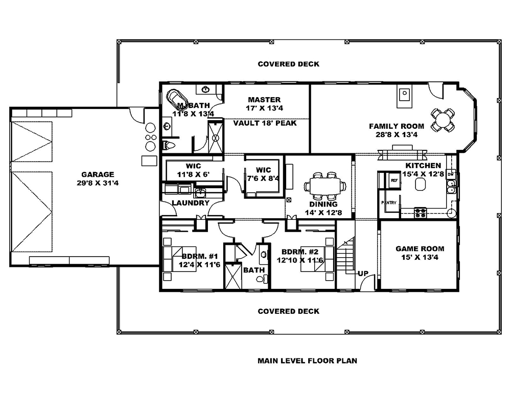 Floor Plan First Story of Ranch Plan #132-1706