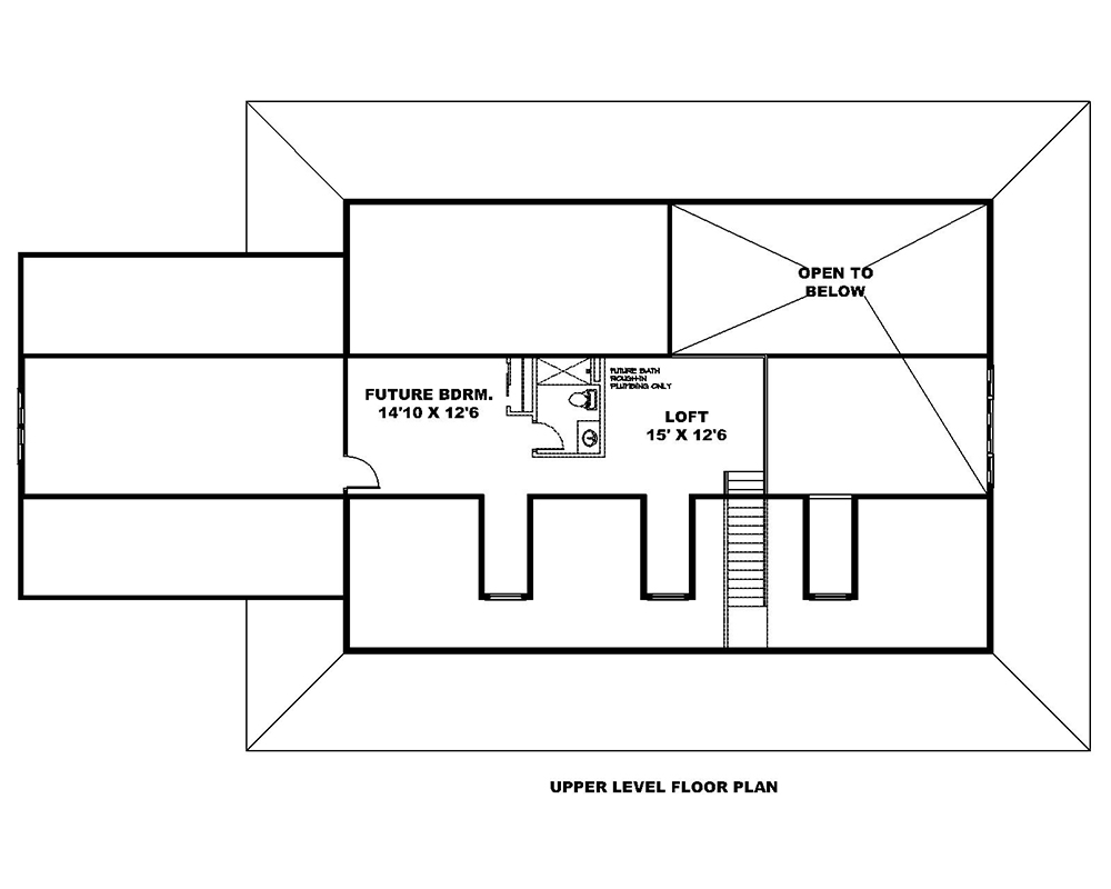 Floor Plan Second Story of Ranch Plan #132-1706