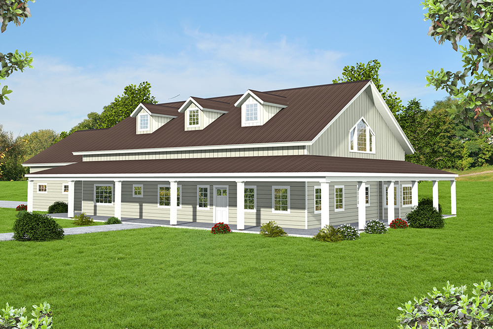 Front Elevation of this Ranch House (#132-1706) at The Plan Collection.