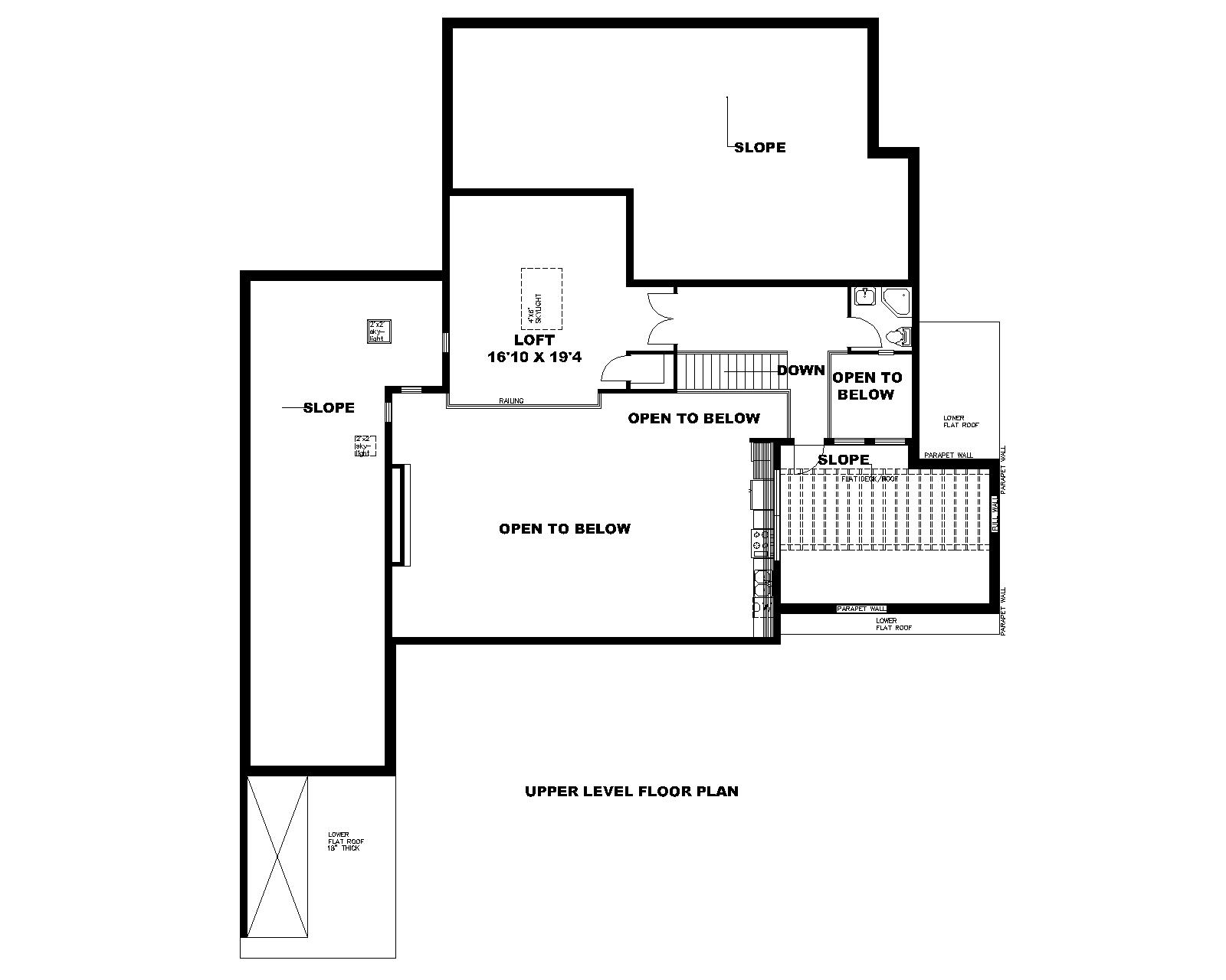 Floor Plan Second Story of Contemporary Plan #132-1708