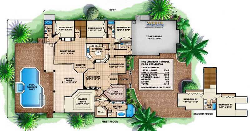 Floor Plan First Story of Country Plan #133-1001