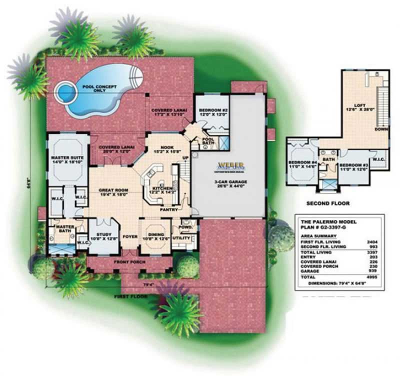 Floor Plan First Story of Coastal Plan #133-1004