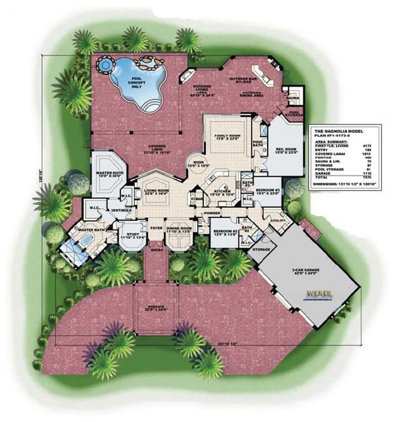 Floor Plan First Story of Mediterranean Plan #133-1014