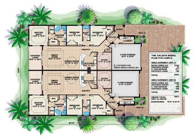 Floor Plan First Story of California Style Plan #133-1015