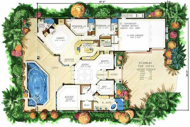 Floor Plan First Story of Luxury Plan #133-1018
