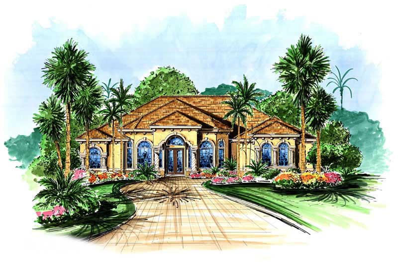 Front elevation of Ranch home (ThePlanCollection: House Plan #133-1019)