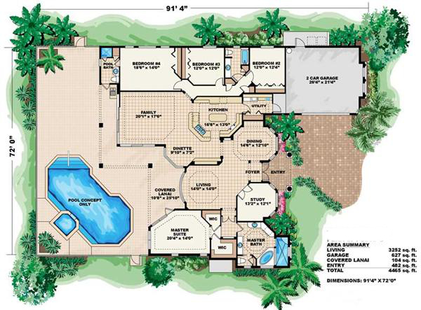 Floor Plan First Story of Ranch Plan #133-1019