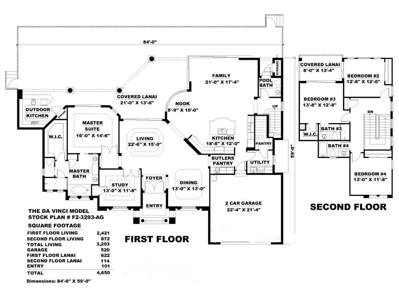 Floor Plan First Story of Coastal Plan #133-1022