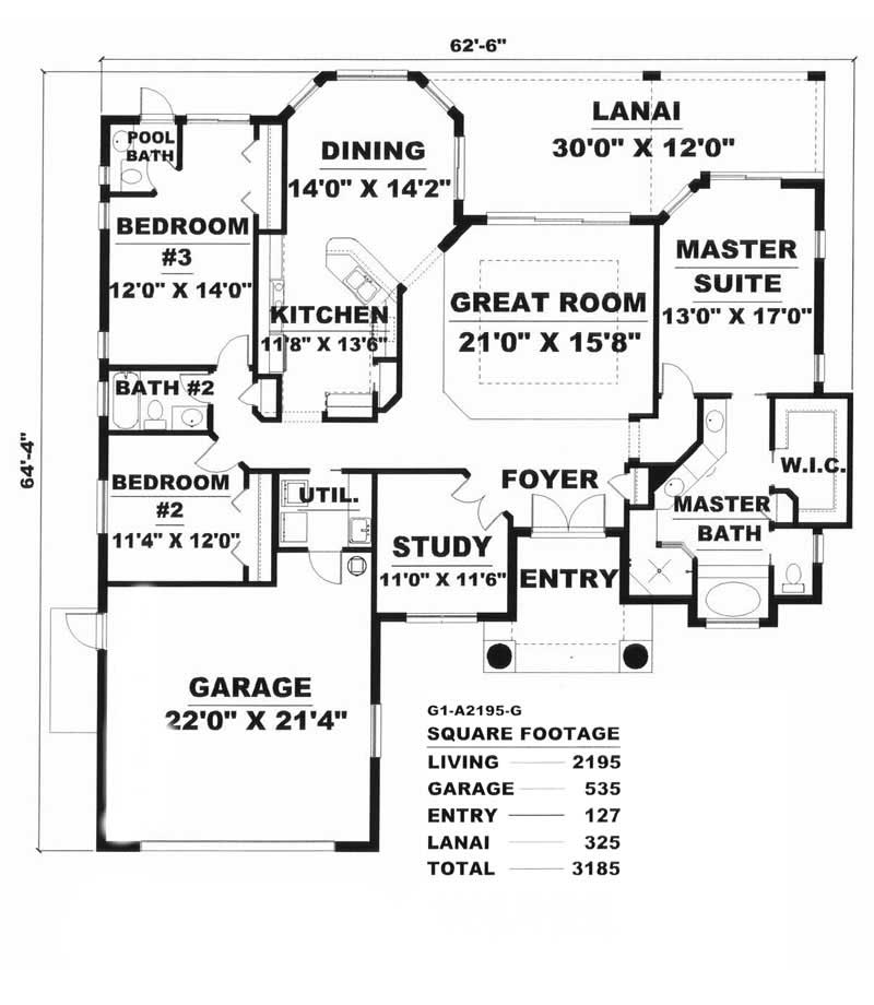 Floor Plan First Story of Mediterranean Plan #133-1023