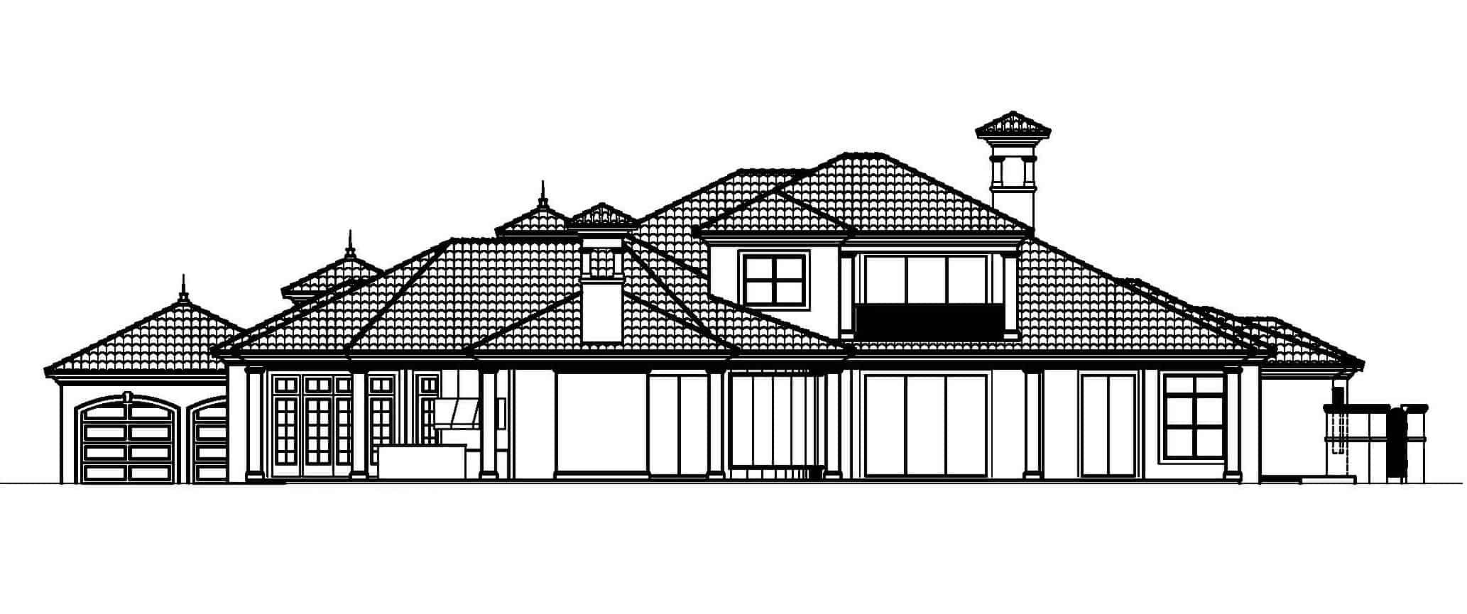 Home Plan Rear Elevation of this 4-Bedroom,5000 Sq Ft Plan -133-1035
