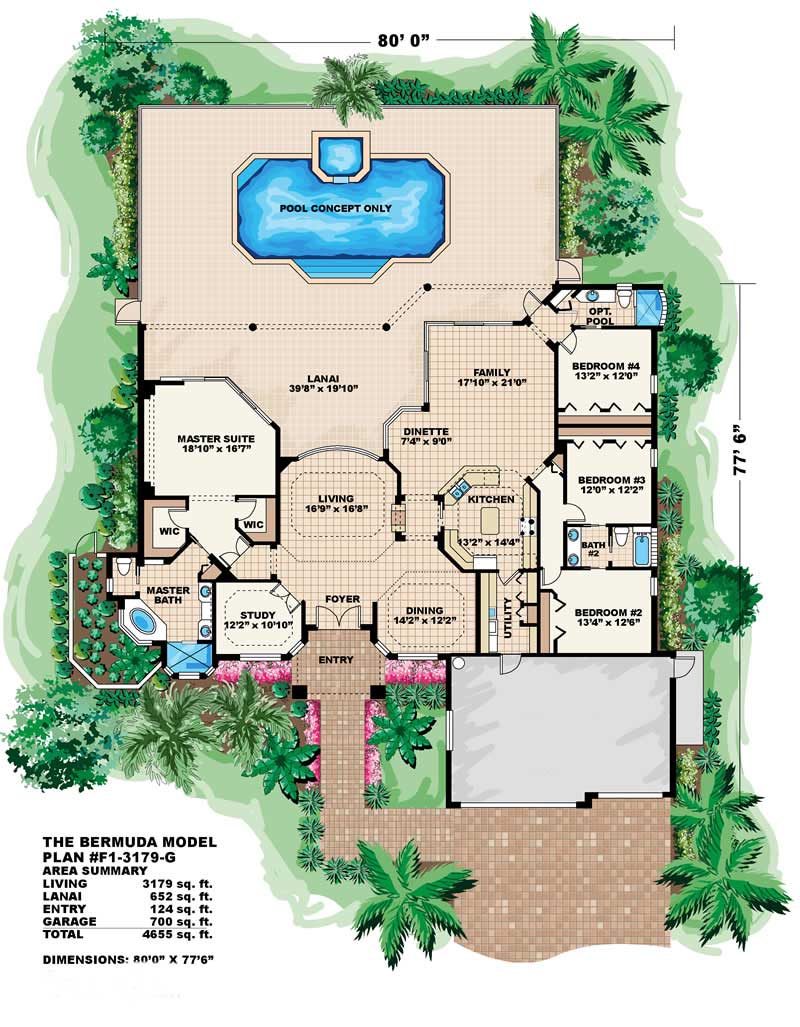 Floor Plan First Story of Coastal Plan #133-1038