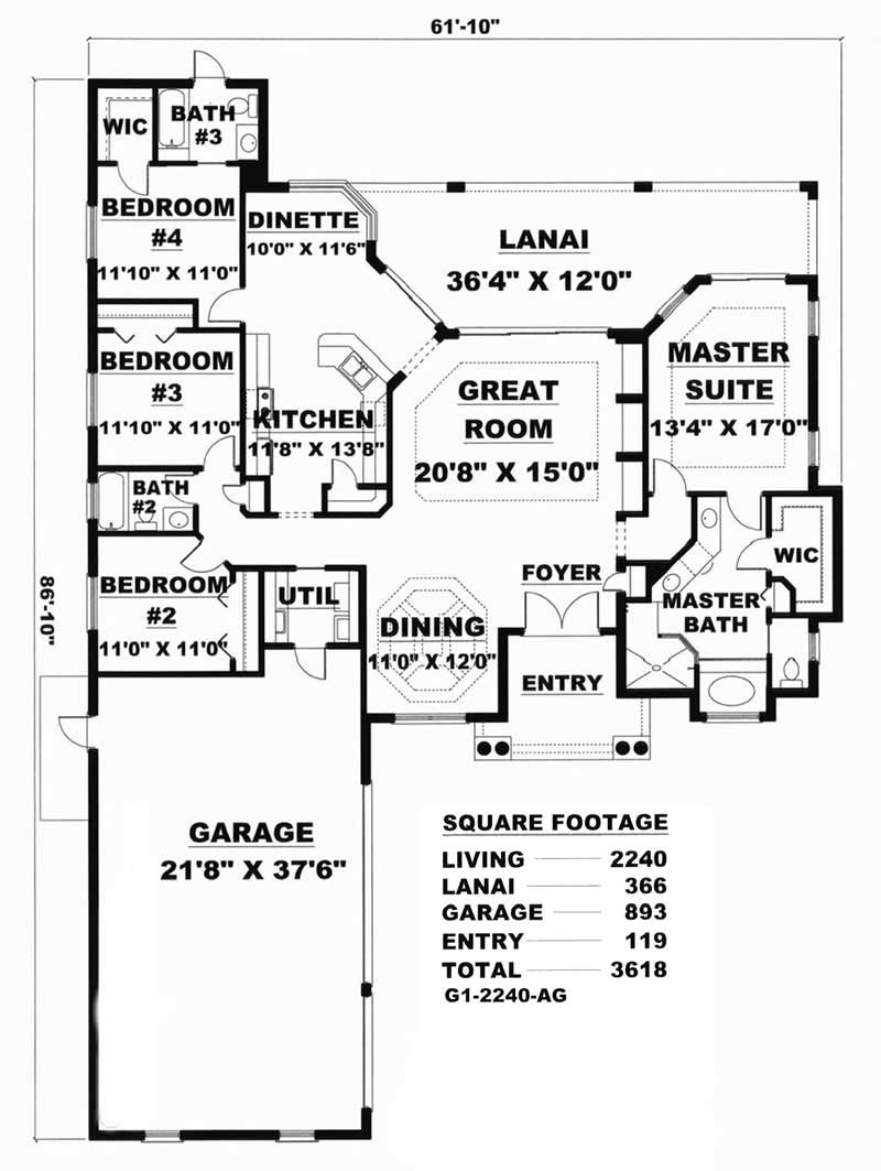 Floor Plan First Story of Coastal Plan #133-1041
