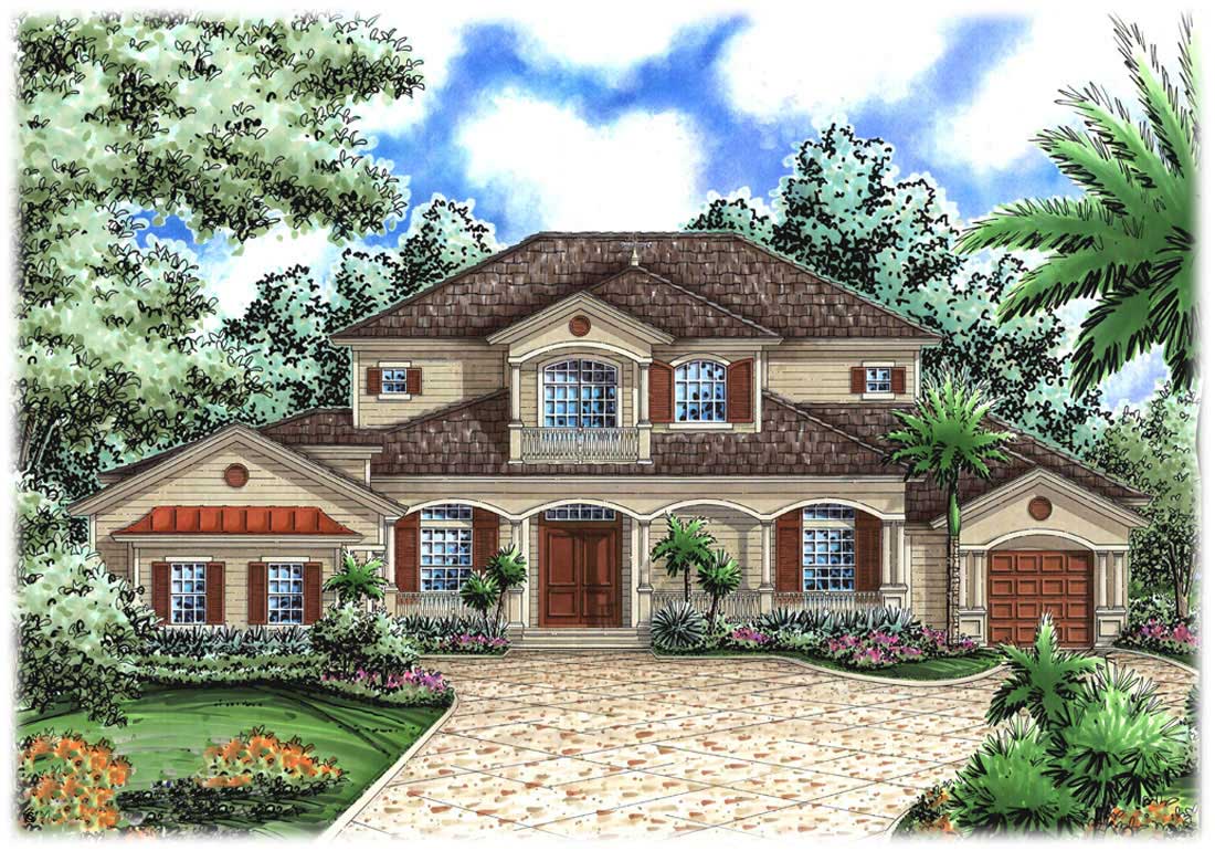 Florida Style house (ThePlanCollection: Plan #133-1042)