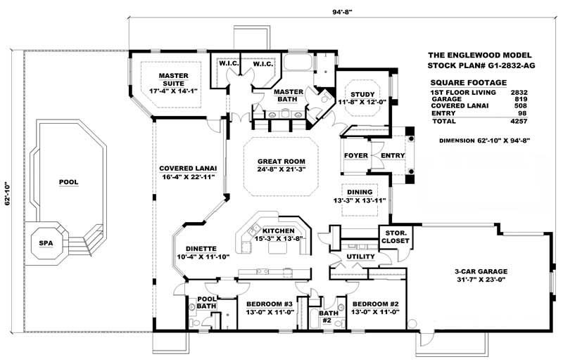 Floor Plan First Story of Mediterranean Plan #133-1048