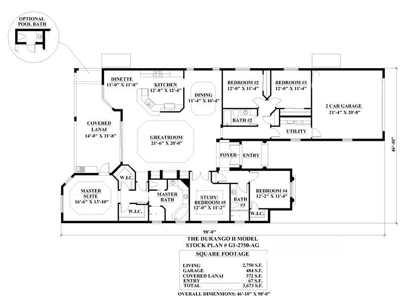 Floor Plan First Story of Coastal Plan #133-1049