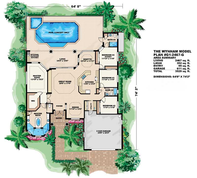 Floor Plan First Story of Ranch Plan #133-1052