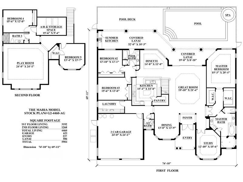 Floor Plan First Story of Coastal Plan #133-1053