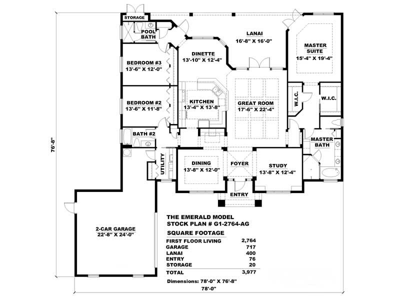 Floor Plan First Story of Coastal Plan #133-1054