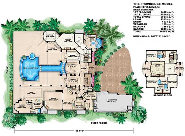 Floor Plan First Story of Luxury Plan #133-1059