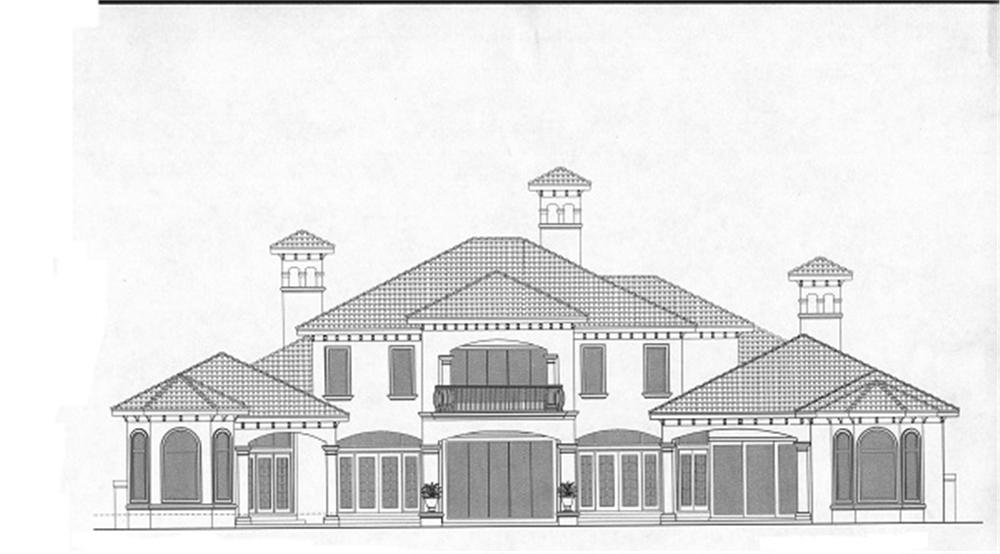 Home Plan Rear Elevation of this 5-Bedroom,6924 Sq Ft Plan -133-1059