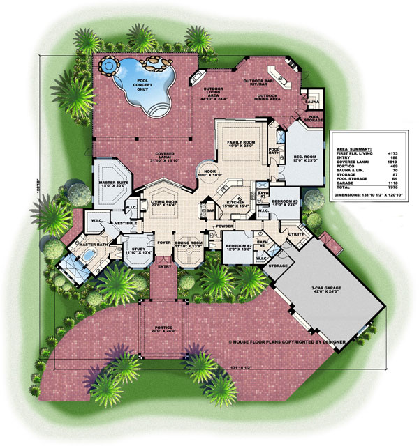 Floor Plan First Story of Mediterranean Plan #133-1062