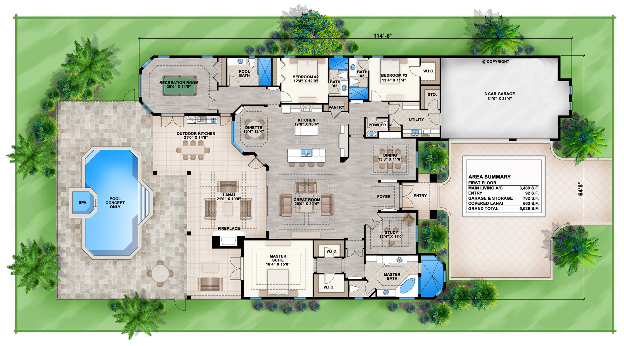 Floor Plan First Story of Coastal Plan #133-1086