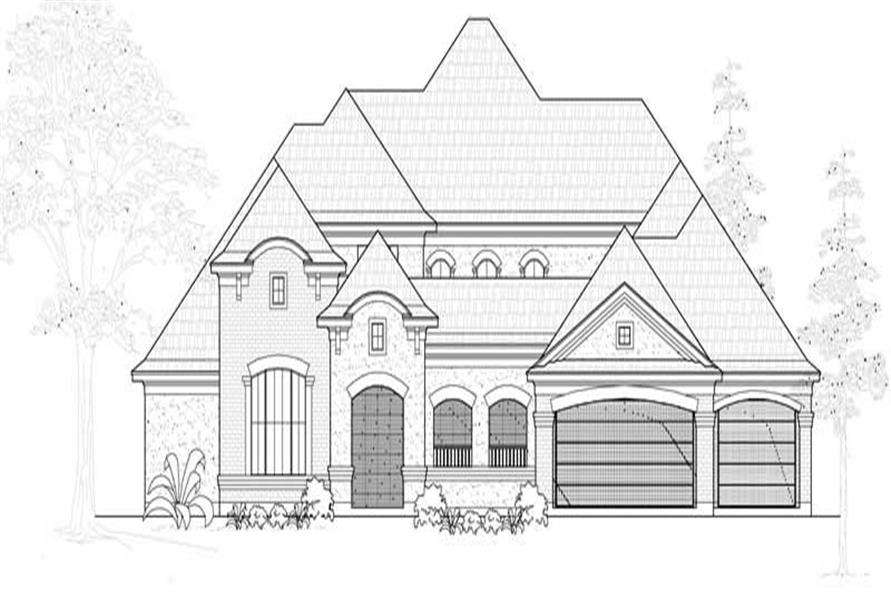 Home Plan Front Elevation of this 4-Bedroom,4101 Sq Ft Plan -134-1000