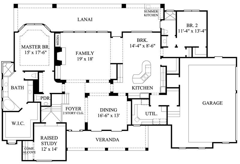 Floor Plan First Story of Farmhouse Plan #134-1002