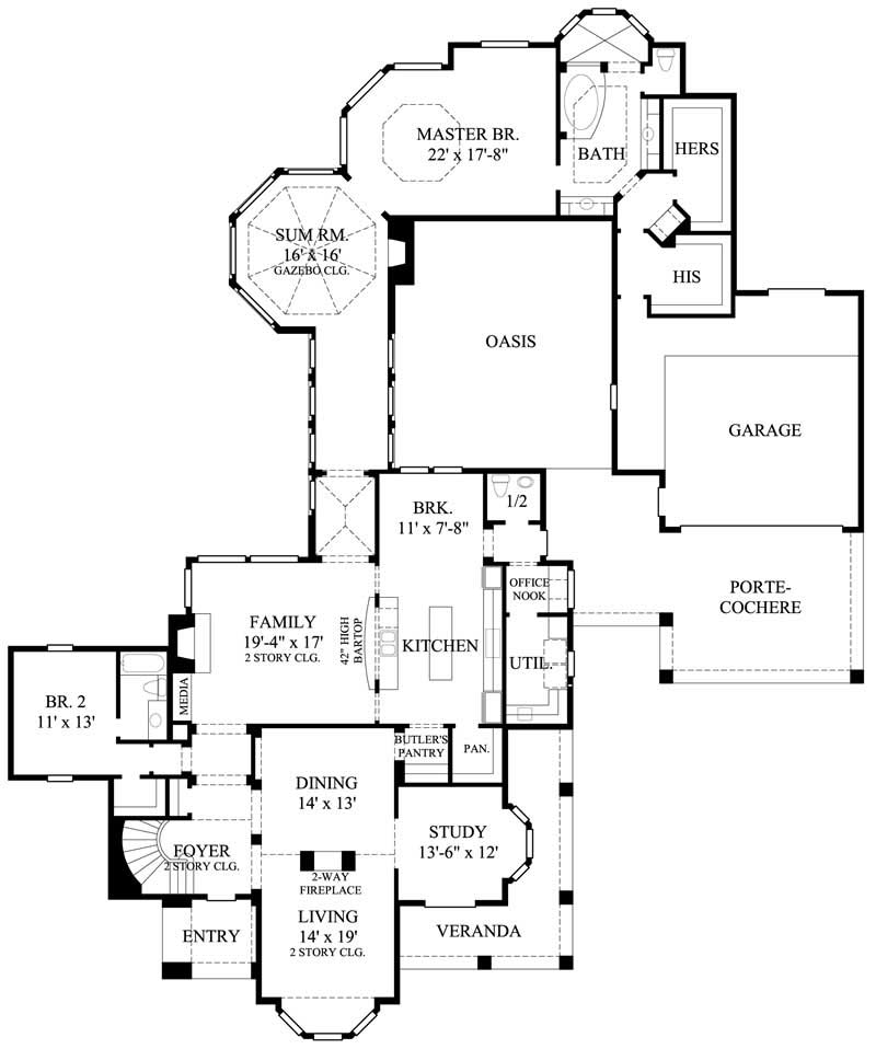 Floor Plan First Story of Plan #134-1005