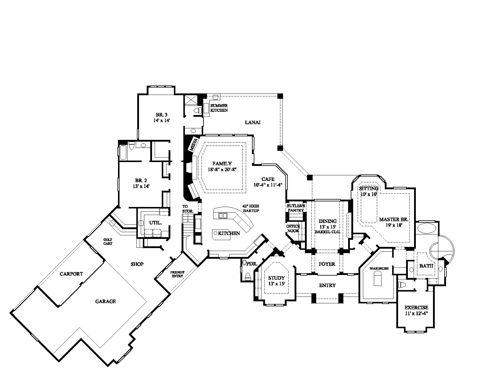 Floor Plan First Story of Farmhouse Plan #134-1006