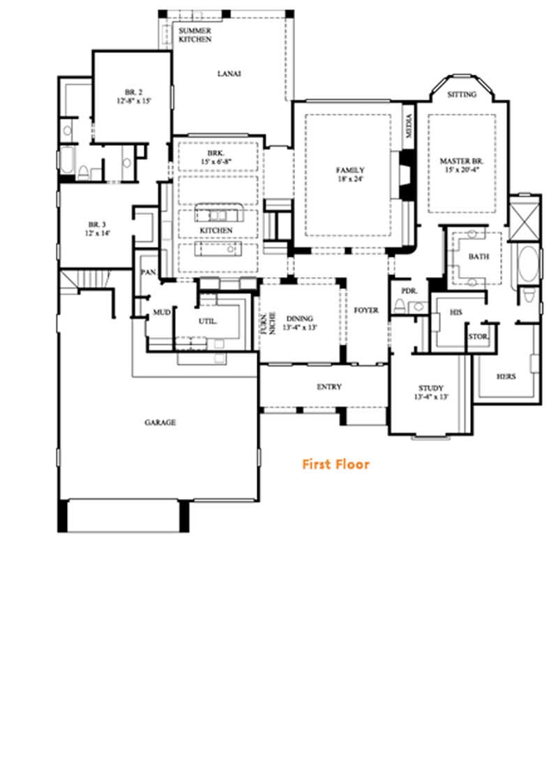 Floor Plan First Story of Luxury Plan #134-1020