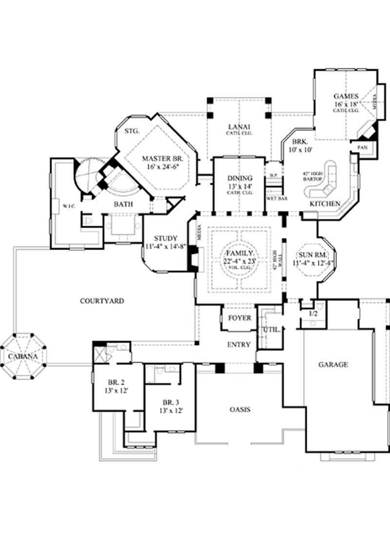 Floor Plan First Story of Luxury Plan #134-1023
