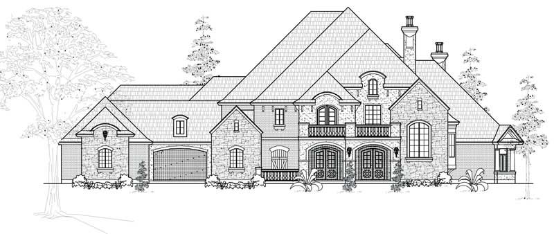 Home Plan Front Elevation of this 4-Bedroom,6634 Sq Ft Plan -134-1027