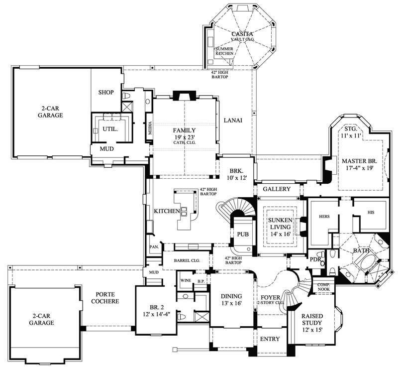Floor Plan First Story of European Plan #134-1027