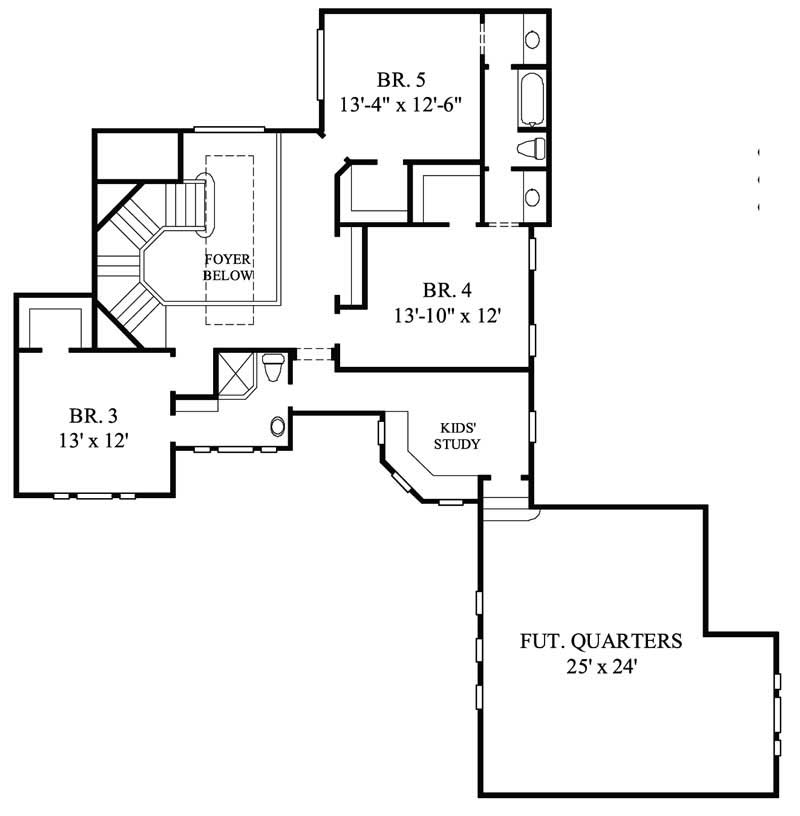 Floor Plan Second Story of Luxury Plan #134-1028